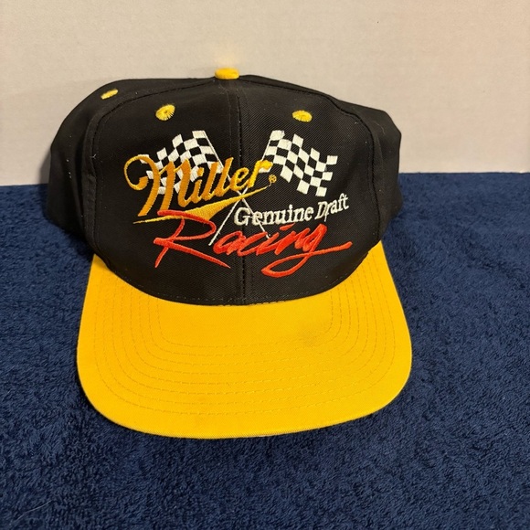 1995 Miller Genuine Draft MGD Beer NASCAR Racing Hat Cap Snapback Checker Flag - Picture 1 of 5
